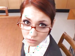 Super sexy office redhead Maria Ozawa giving a great handjob